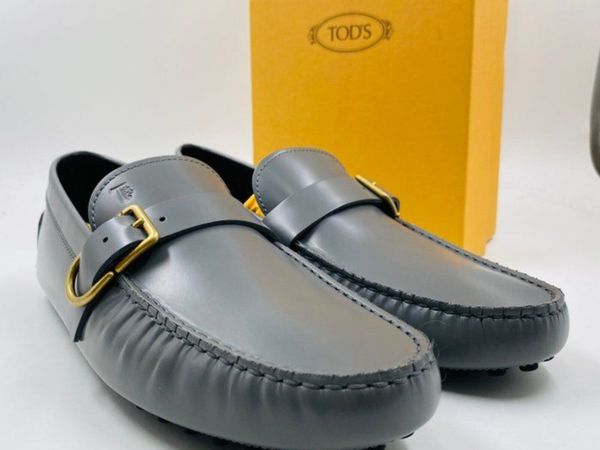 Tod's Men Grey Leather Loafers - Main image