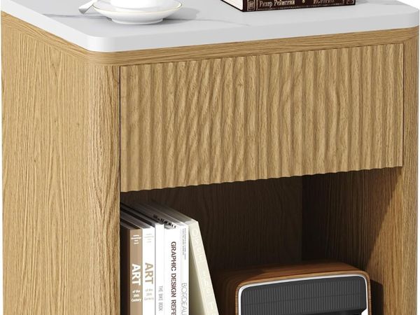 Stand Wood Fluted Nightstand 22" Large Bedside - Main image