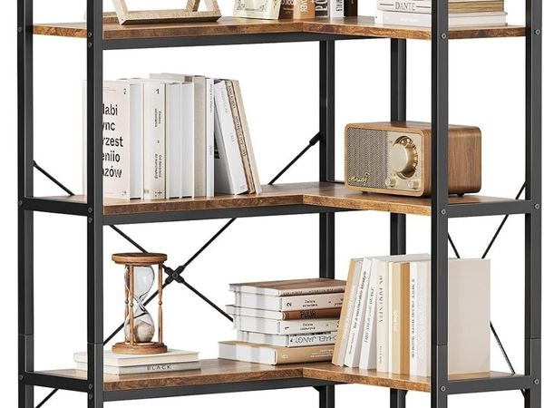 5 Tier Corner Bookcase 5 Shelf L Shape - Main image