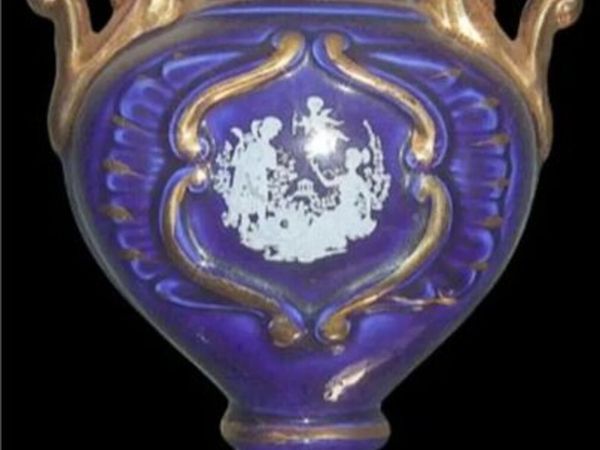 Vintage Italian Cobalt Blue & Gold Urn Vase - Main image