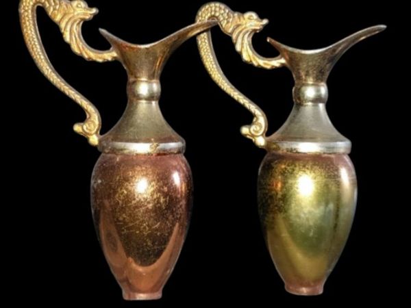 Pair of Vintage Copper/Brass Mini Ewers/Pitchers - Main image
