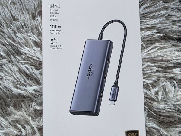UGREEN 6-in-1 USB-C Hub – Dual HDMI – 8K – 100W PD - Main image