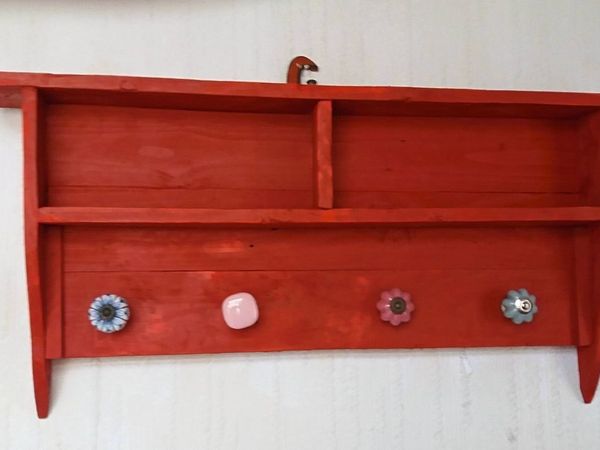 Rustic Cubby Box floating shelf/coat rack - Main image