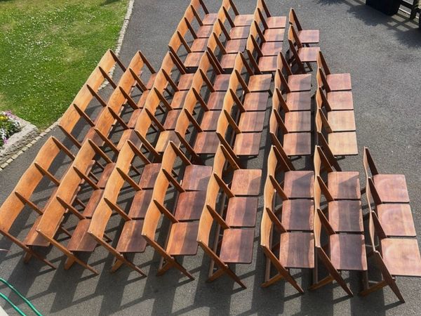 Antique 1930s solid oak seating chairs - Main image