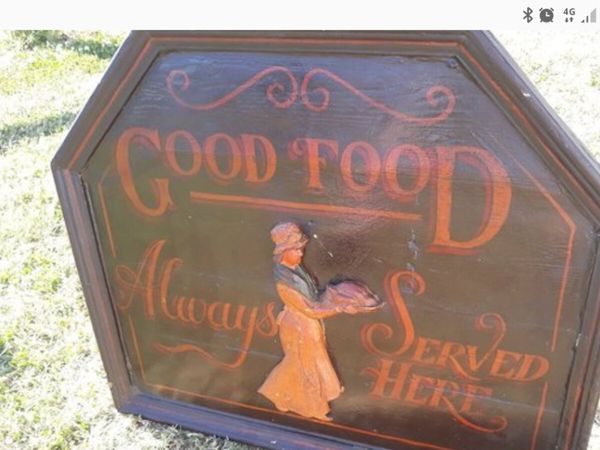 Vintage Wooden Restaurant Sign - Main image