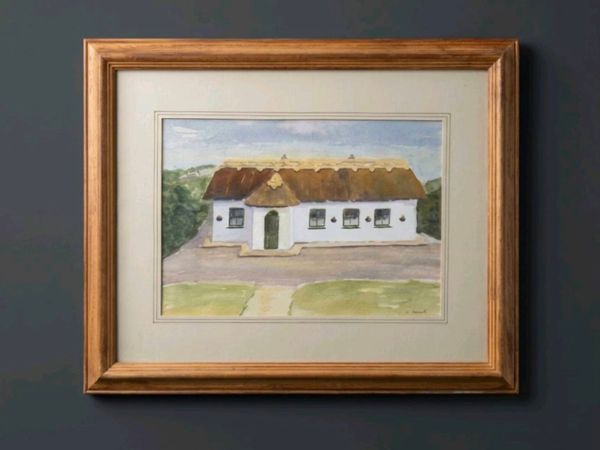 Old Irish cottage signed Watercolour Painting - Main image