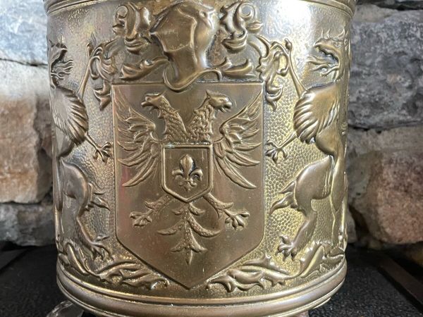 Vintage Embossed Brass Planter - Main image