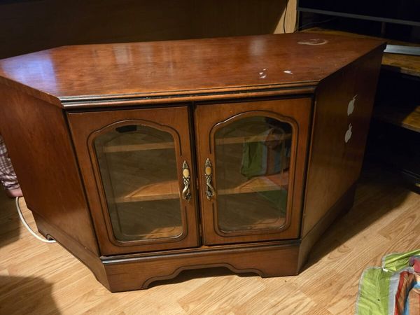 wooden corner TV cabinet  with glass door - Main image