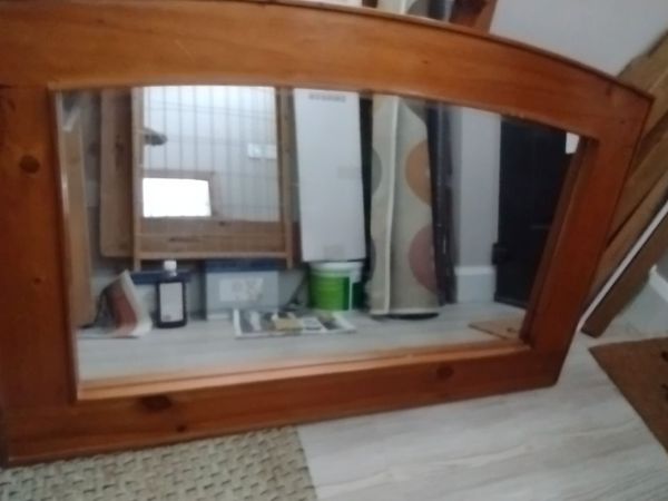 Large heavy solid wood mantle/wall mirror - Main image