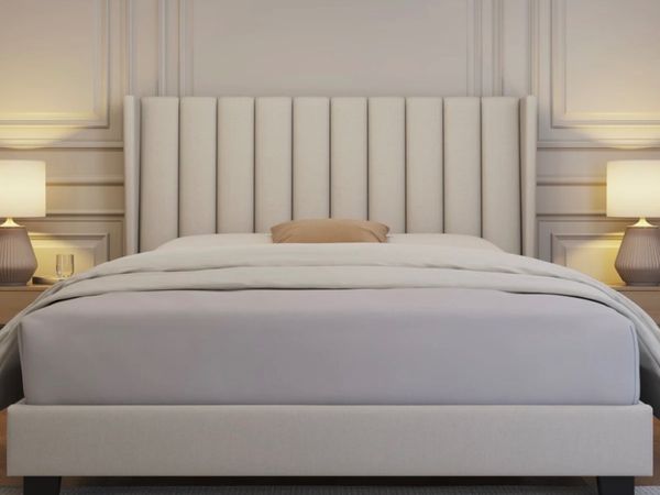 Bed Frame with Channel Tufted Headboard - Main image