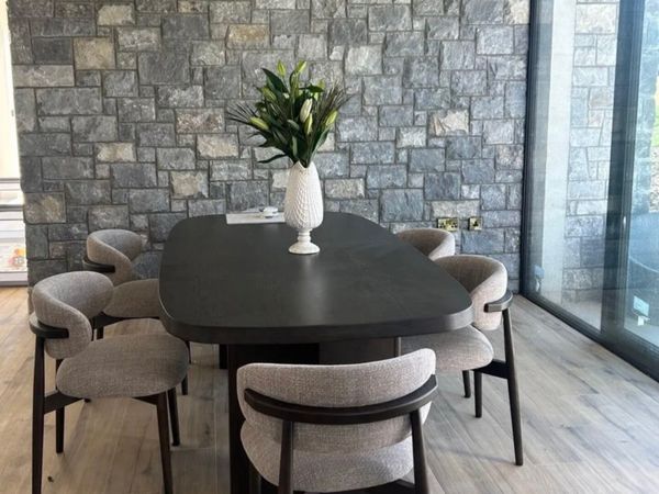 210cm Scandinavian Oak Dark Brown Dining Table - Main image
