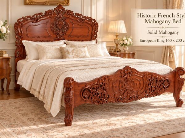 Historic French Style Solid Mahogany Bed 160 x 200 - Main image