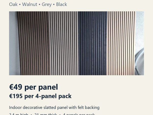 Slatted Acoustic Wall Panels 4 Colours - Main image