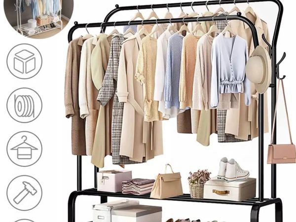 New Double Clothes Rail with Shelves - Main image