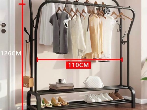 Double Clothes Rail with Shelves NEW - Main image