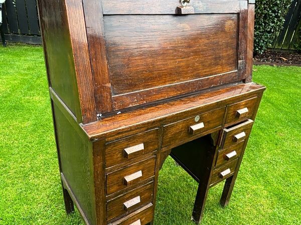 Vintage oak bureau desk - Main image