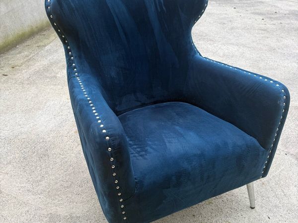 Pair of Navy Blue Armchairs – Velvet/Velour Finish - Main image