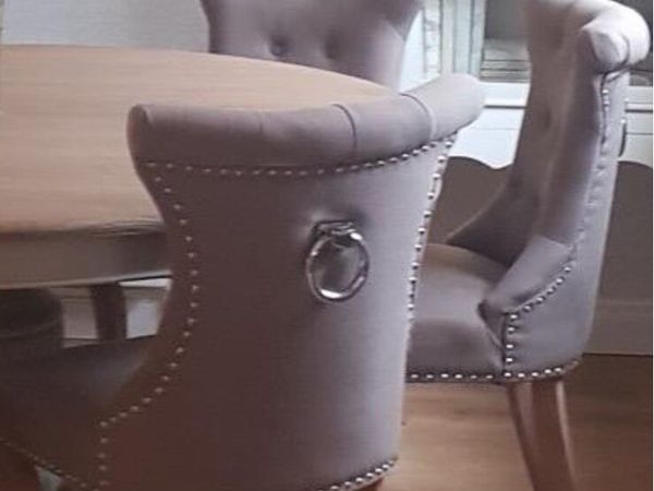 6 light grey Wingback dining chairs - Main image