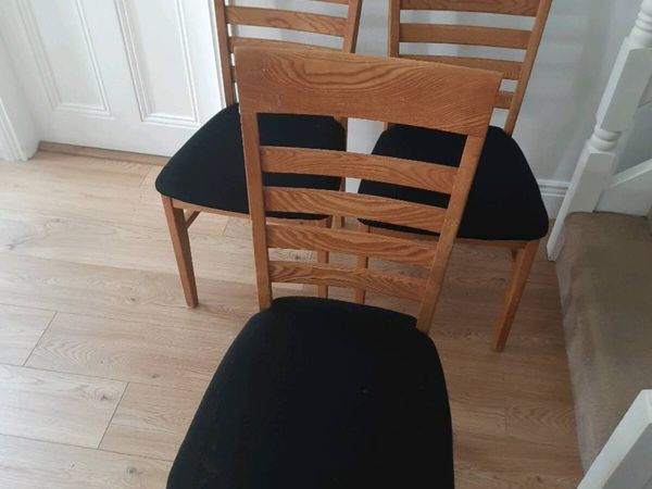 3 solid oak dining chairs - Main image