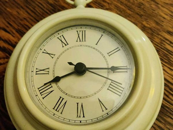 IVORY WHITE SHIP'S IRON, 5"Round Heavy Wall Clock - Main image