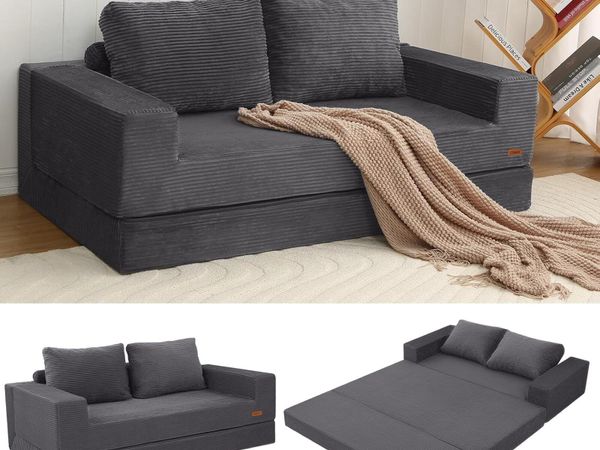 Folding Sofa Bed Corduroy Convertible Floor Couch - Main image