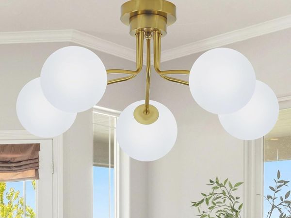 Floral Ceramic Glass Chandelier 5 Light E14 - Main image