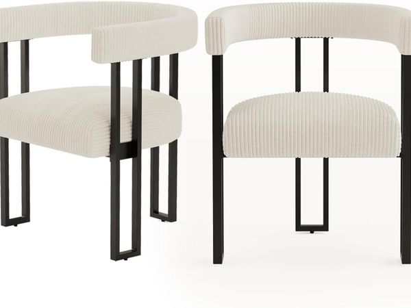 Boucle Upholstered Dining Chairs Corduroy Kitchen - Main image