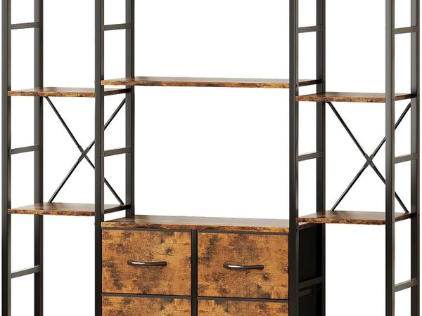 122W X142h Cm Triple Book Shelf 4 Tier - Main image
