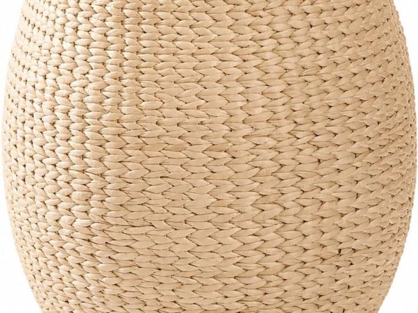 Round Natural Straw Pouf Ottoman Boho - Main image