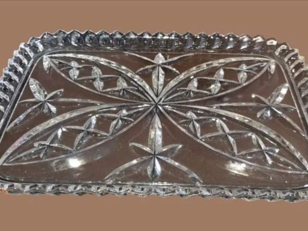 Pristine Vintage Cut Glass Vanity/Serving Tray - Main image