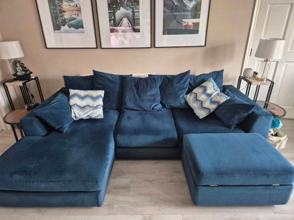 DFS Plush Velvet Large Chaise Sofa - Main image