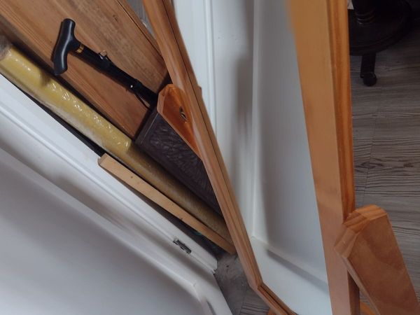 Tall wooden  bedroom mirror on stand - Main image