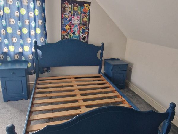Double Bed Pine Frame & 2 Lockers - Main image