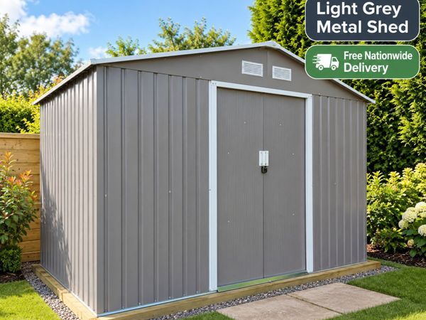Metal Garden Shed 9 x 6 ft Light Grey Outdoor Stor - Main image