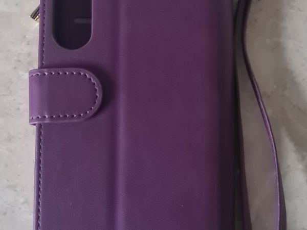 NEW A25 phone case in Purple leather with zip pock - Main image