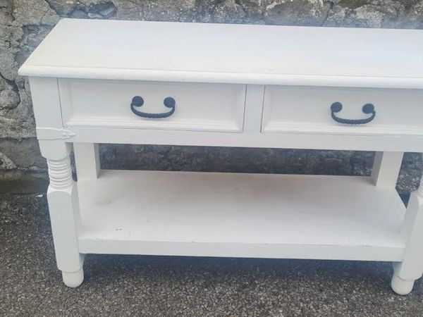 Chunky wooden hall table with two drawers delivery - Main image