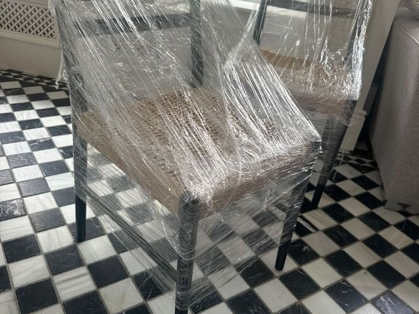 Black Dining Chair with Woven Seat Albion - Main image