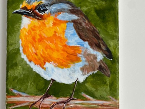 Oil painting of a robin - Main image