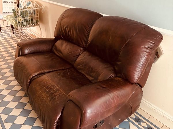 Soft leather chestnut colour 2 seater sofa - Main image