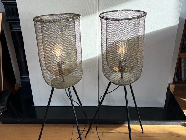 pair of azure mesh floor standing lamps - Main image
