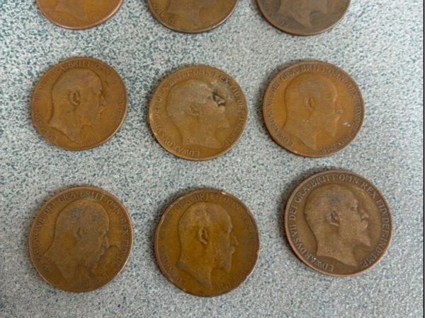 Antique UK Penny Coins (9) - Main image