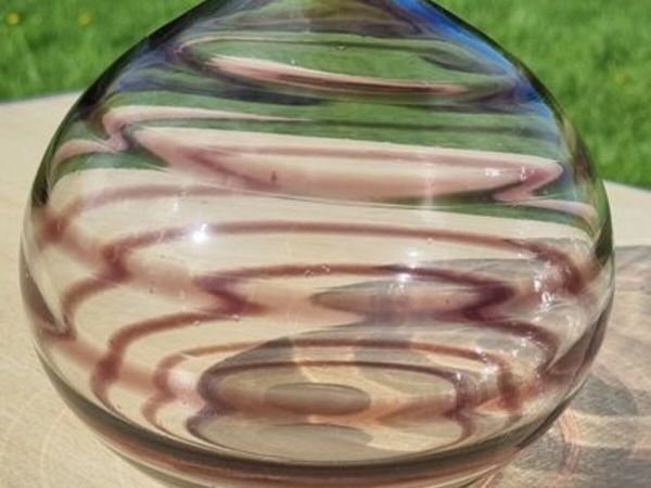 Vintage Woolworths Mauve Purple Swirl  glass vase - Main image