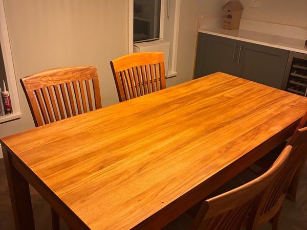 Unfinished teak solid wood dining table - Main image