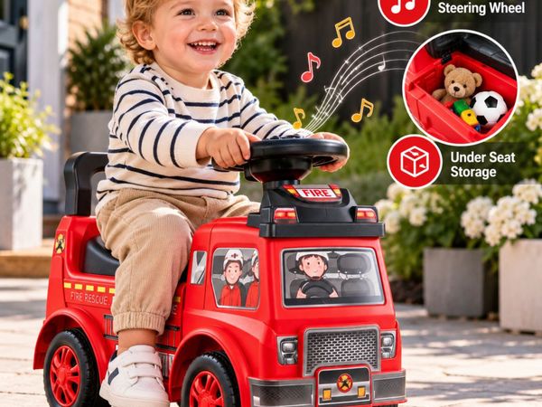 Ride On Fire Truck Push Car for Toddlers with Musi - Main image