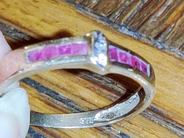 DIAMOND & RUBIES ETERNITY 9CT White Gold New Ring - Main image