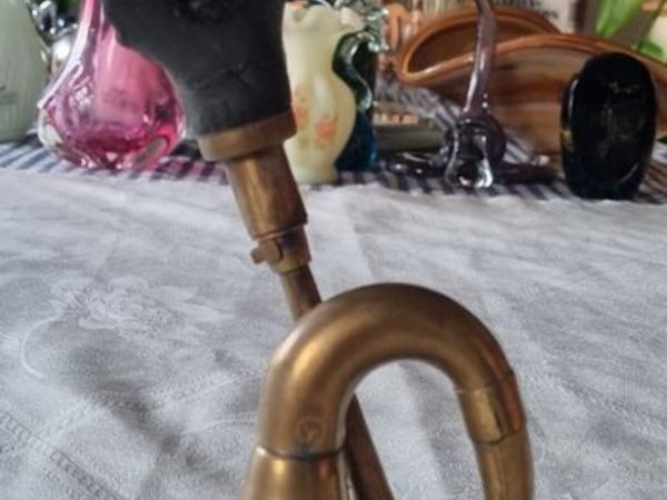 Old brass Mercedes car horn - Main image