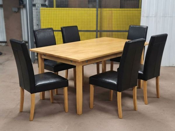 Solid Wooden Dining Table with 6 Chairs - Main image