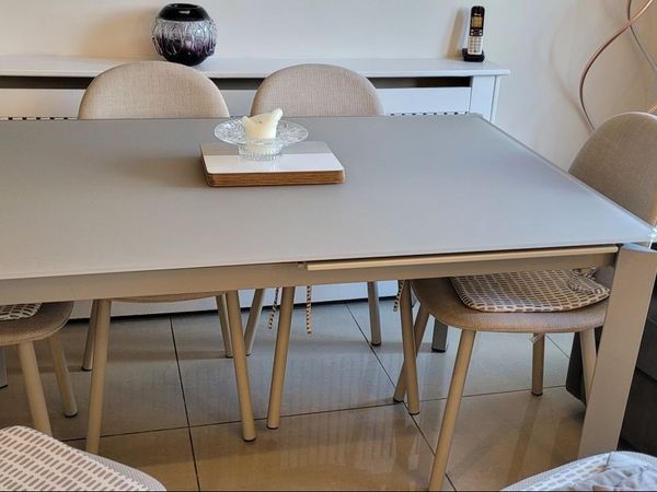 Dining Table frosted glass Extendable - Main image
