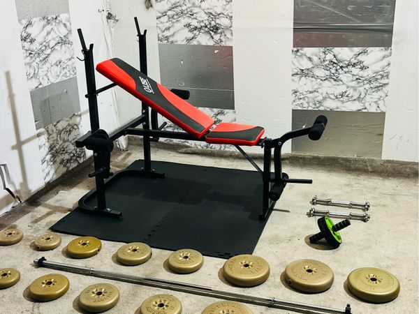 USF ADJUSTABLE BENCH WEIGHTS BARBELL DUMBBELLS MAT - Main image