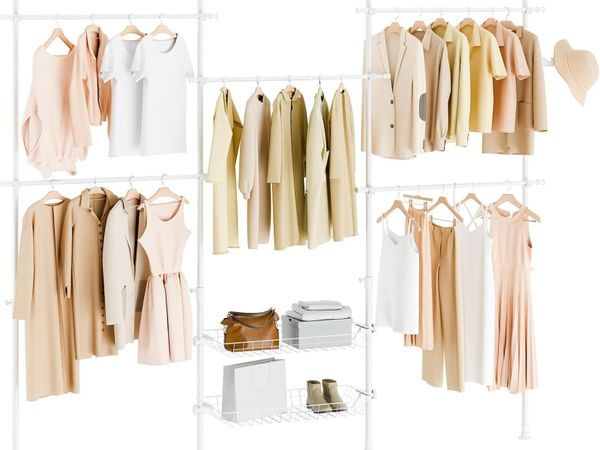 Telescopic Clothes Rail with Adjustable L-Shaped - Main image